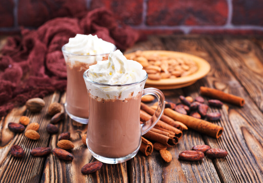 Frozen hot chocolate with whipped cream