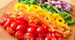 Selection of colorful veggies like a rainbow