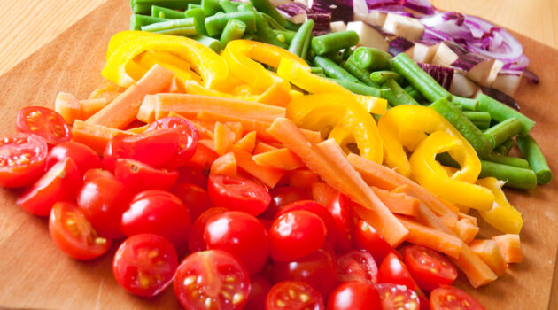 Selection of colorful veggies like a rainbow