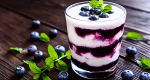 Glass of Greek Yogurt with Blueberries
