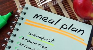 notebook listing meal plan